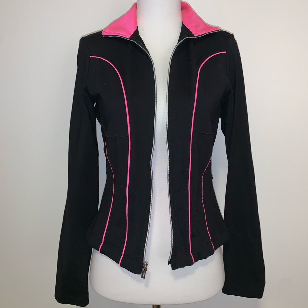 Bebe Sport Jacket, black and hot pink, Medium